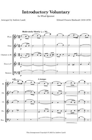 Edward Rimbaut | Introductory Voluntary |for Wind Quintet