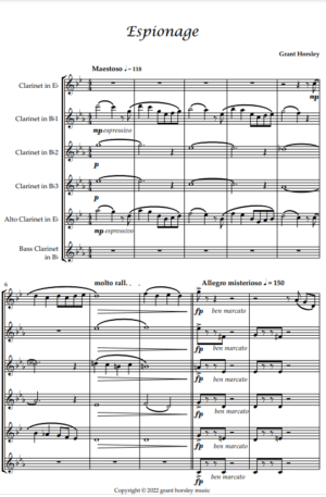 “Espionage” For Clarinet Choir
