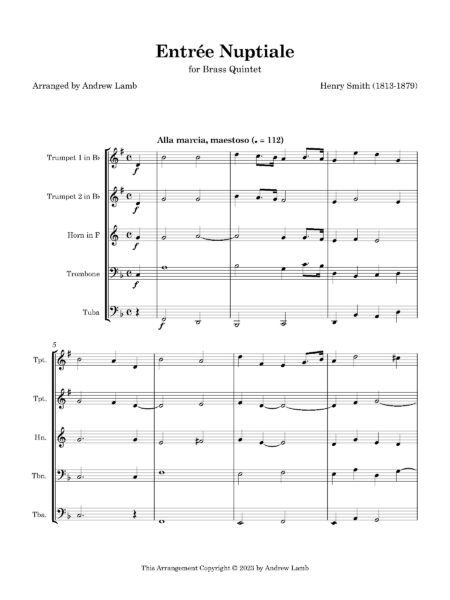Brass Quintet Smith Entree Nuptiale Full Score Page 2