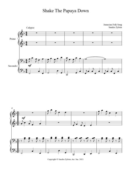 Shake The Papaya Down intermediate piano duet cover page 00021
