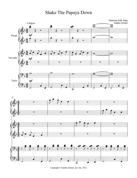 Shake The Papaya Down early intermediate piano trio parts cover page 00021