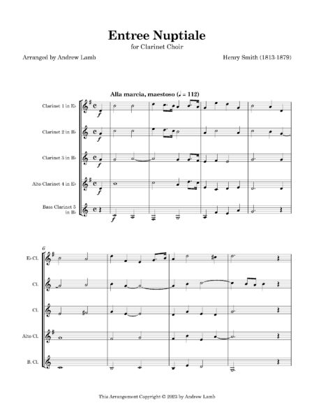 Clarinet Choir Smith Entree Nuptiale Full Score Page 2