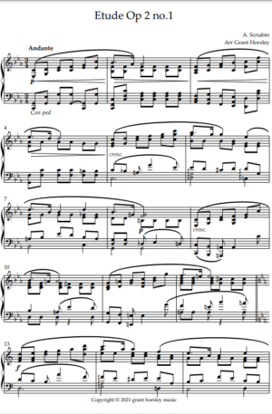 Scriabin- Etude Op2 No 1- Solo Piano (Simplified)