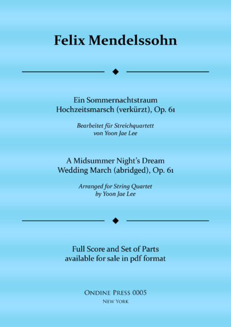 Mendelssohn Ein Sommernachtstraum Hochzeitsmarsch verkurzt Op. 61 web cover scaled