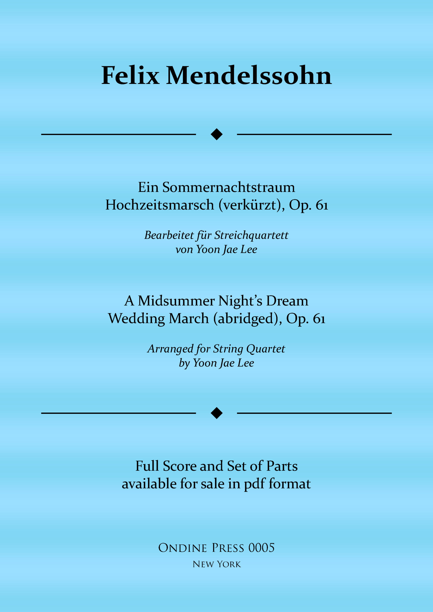 Mendelssohn Ein Sommernachtstraum Hochzeitsmarsch verkurzt Op. 61 web cover scaled