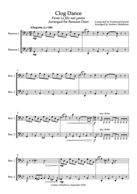 Clog Dance for bsn duet Score and parts