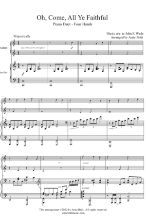 Oh, Come, All Ye Faithful – Late Elementary Student/Teacher Piano Duet