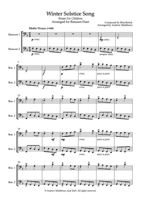 winter Solstice Song for Bassoon Duet Full Score