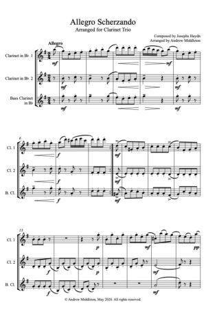 Allegro Scherzando arranged for Clarinet Trio