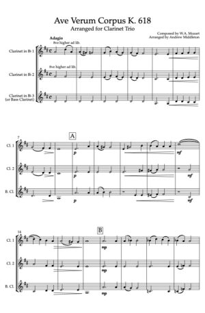Ave Verum Corpus K. 618 arranged for Clarinet Trio