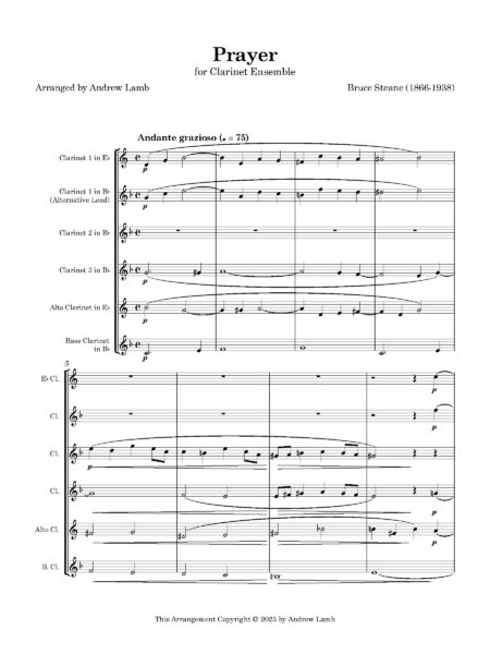 Clarinet Quintet Steane Prayer Score and parts Page 03