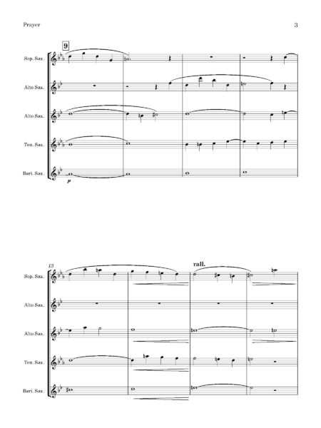 Saxophone Quintet Steane Prayer Score and parts Page 04