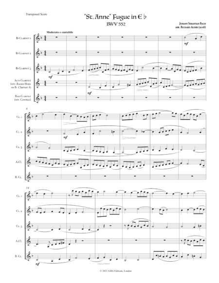Bach St Anne Fugue Clarinet Quintet Richard Alder dragged scaled