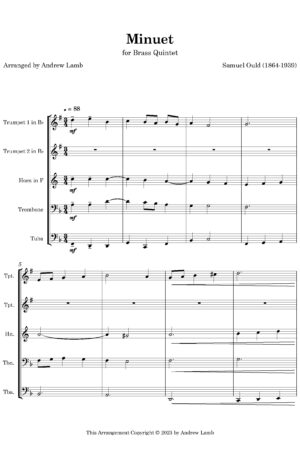 Samuel Ould | Minuet (Introductory Voluntary) | for Brass Quintet