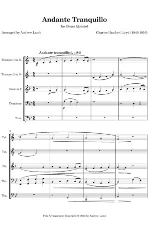 Andante Tranquillo (by Charles Harford Lloyd, arr. for Brass Quintet)