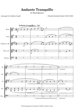 Andante Tranquillo (by Charles Harford Lloyd, arr. for Wind Quintet)
