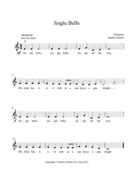 Jingle Bells beginner elementary duet stacked page 00031