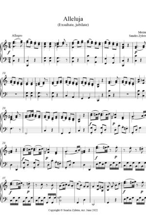 Alleluja (Exultate, Jublilate) -Mozart -intermediate piano solo