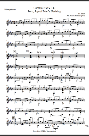 Cantata BWV 147 (Jesu, Joy of Man’s Desiring) – J.S. Bach for Solo Vibraphone