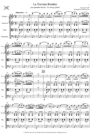 La Traviata Brindisi for String Quartet