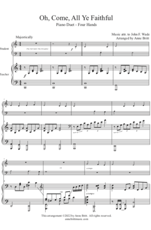 Oh, Come, All Ye Faithful – Elementary Student/Teacher Piano Duet