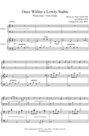 Once Within a Lowly Stable – Late Elementary Student/Teacher Piano Duet