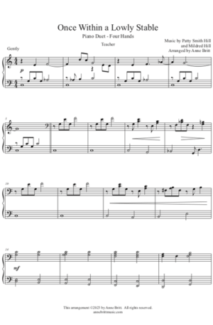 Once Within a Lowly Stable – Late Elementary Student/Teacher Piano Duet