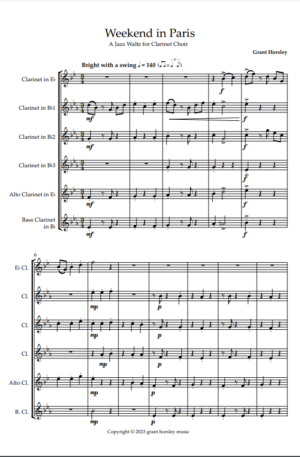 “Weekend in Paris” Original Jazz Waltz for Clarinet Choir