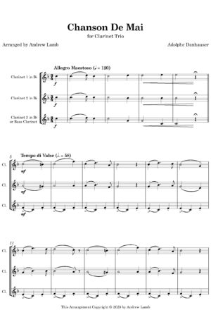 Chanson de Mai (for Clarinet Trio)
