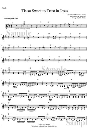 ‘Tis So Sweet to Trust in Jesus – Fiddle Solo with Piano Accompaniment in a Guitar Style