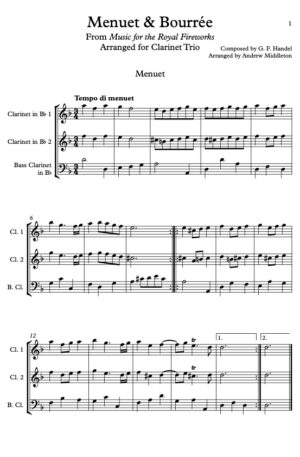 Menuet & Bourree arranged for Clarinet Trio
