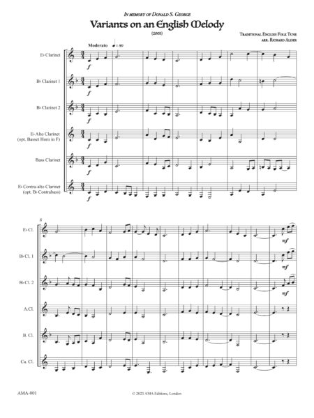 Variants on an English Melody for Clarinet Sextet arr. Richard Alder 9x12 format dragged 1 scaled