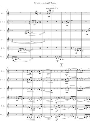 Variants on an English Melody, for clarinet sextet or choir, trad. arr. Richard Alder