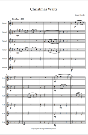 “Christmas Waltz” Original for Flute Ensemble (6 C Flutes) Early Intermediate.