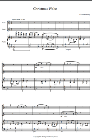 “Christmas Waltz” Original for Flute Duet and Piano. Early Intermediate