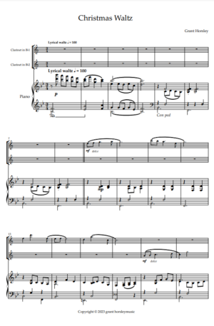 “Christmas Waltz” Original for For Clarinet Duet and Piano.