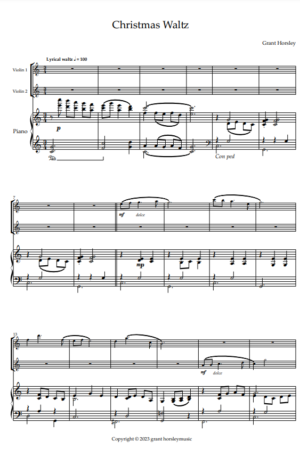 “Christmas Waltz” Original for Violin Duet and Piano