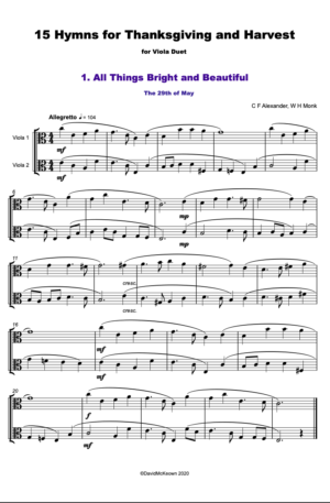 15 Favourite Hymns for Thanksgiving and Harvest for Viola Duet