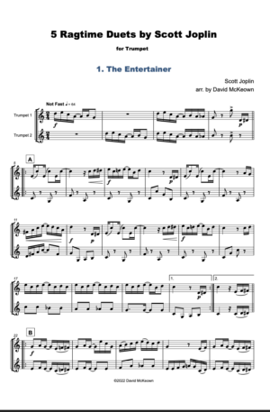 5 Ragtime Duets by Scott Joplin for Trumpet