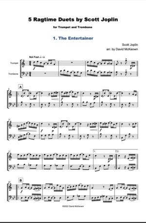 5 Ragtime Duets by Scott Joplin for Trumpet and Trombone
