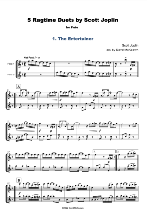 5 Ragtime Duets by Scott Joplin for Flute