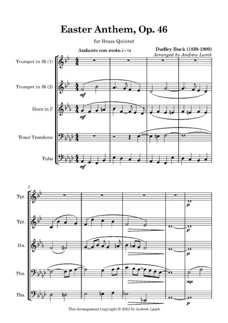 Brass Quintet Buck D Easter Anthem Full Score Page 02