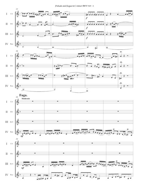 Bach Prelude and Fugue in C minor BWV 549 Richard Alder clarinet quartet 3 scaled