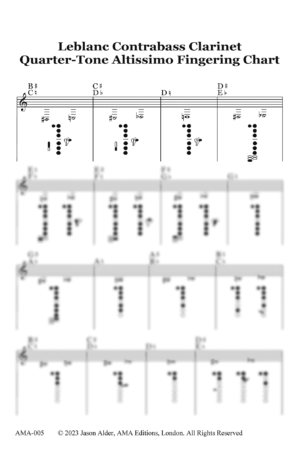 Contrabass Clarinet Quarter-Tone & Altissimo Fingering Chart for Leblanc, Selmer & Eppelsheim Extended Range Contrabass Clarinets