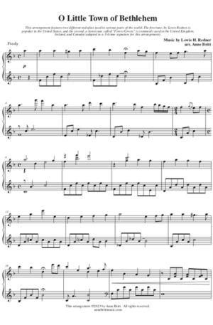 O Little Town of Bethlehem (feat. two different melodies) – Early Intermediate Piano Solo