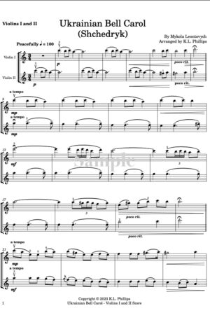 Ukrainian Bell Carol (Shchedryk) – Violin Duet with Piano Accompaniment