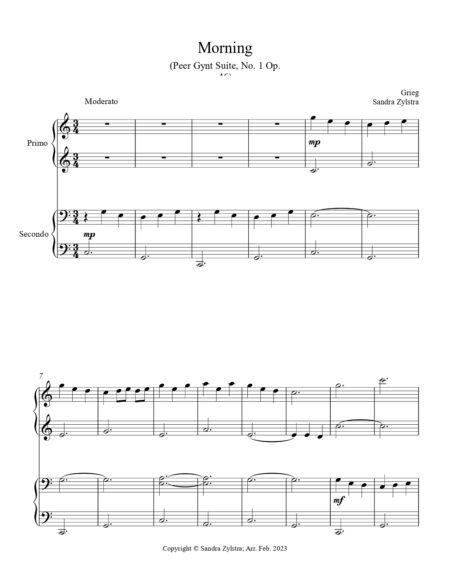 Morning Grieg early intermediate piano duet cover page 00021