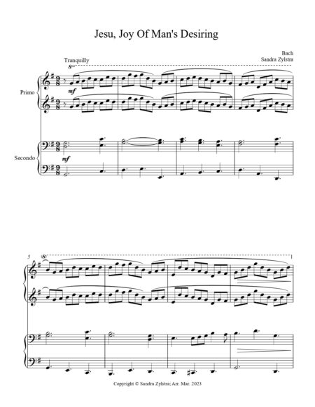 Jesu Joy Of Mans Desiring intermediate piano duet cover page 00021