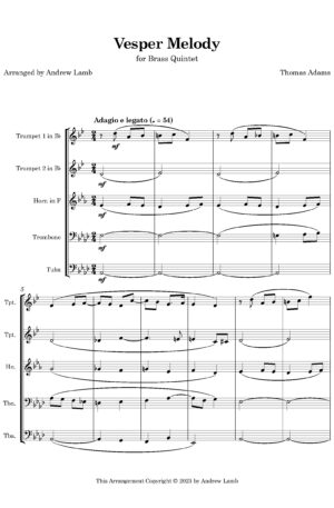Vesper Melody (arr. for Brass Quintet)