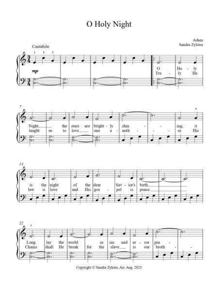 O Holy Night late elementary piano solo cover page 00021